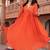 Orange georgette plain anarkali kurta set with dupatta for women