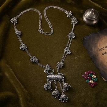 Traditional silver color oxidised necklace 2