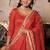Orange rayon plain anarkali kurta set with dupatta for women
