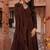 Brown georgette plain anarkali kurta set with dupatta for women