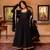 Black cotton plain anarkali kurta set with dupatta for women