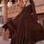 Brown georgette plain anarkali kurta set with dupatta for women