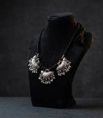 Designer silver & black color oxidised necklace