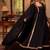 Black cotton plain anarkali kurta set with dupatta for women