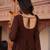Brown georgette plain anarkali kurta set with dupatta for women