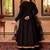 Black cotton plain anarkali kurta set with dupatta for women