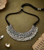 Silver & white color designer oxidised necklace