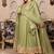 Green silk blend plain anarkali kurta set with dupatta for women