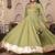 Green silk blend plain anarkali kurta set with dupatta for women