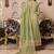 Green silk blend plain anarkali kurta set with dupatta for women
