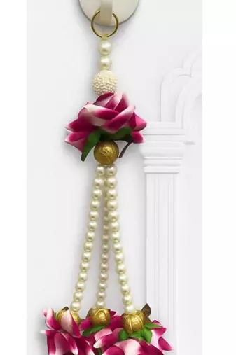 traditional decorative handmade multicolour velvet rose beads hanging for home decor hanging (pack of 2)
