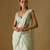 Mint green embroidered satin tulle drape saree set
