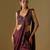 Wine embroidered satin tulle drape saree set