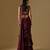 Wine embroidered satin tulle drape saree set