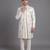 Ivory floral jacquard open indowestern suit for men