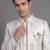 Ivory floral jacquard open indowestern suit for men