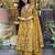 MUSTARD FLORAL DIGITAL PRINT DESIGN AND COTTON BLEND FABRIC ANARKALI KURTI PALAZZO DUPATTA SET
