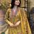 MUSTARD FLORAL DIGITAL PRINT DESIGN AND COTTON BLEND FABRIC ANARKALI KURTI PALAZZO DUPATTA SET