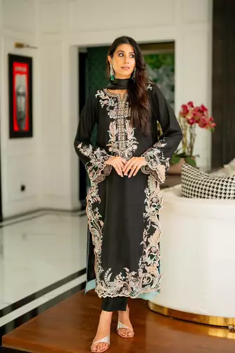 Black Color  Embroidery Work Rayon Kaftan Salwar Suit