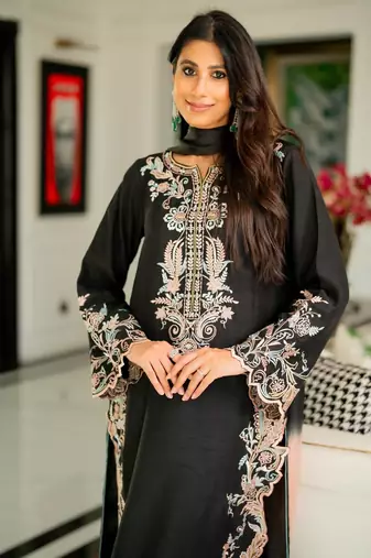 Black Color  Embroidery Work Rayon Kaftan Salwar Suit