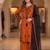 orange color embroidery and mirror work rayon salwar suit