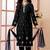Black embroidered art silk straight cut kids salwar suits