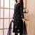 Black embroidered art silk straight cut kids salwar suits
