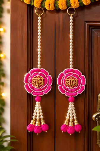 traditional beautiful shubh labh hanging wall hanging for decor wall hanging for home decor hanging (pack of 2) 