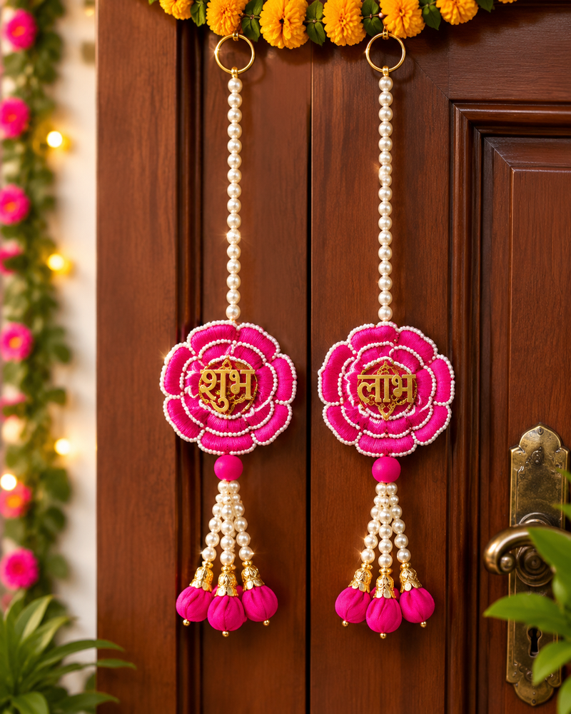 traditional beautiful shubh labh hanging wall hanging for decor wall hanging for home decor hanging (pack of 2) 