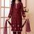 Maroon embroidered art silk straight cut kids salwar suits
