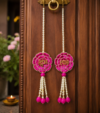 traditional beautiful shubh labh hanging wall hanging for decor wall hanging for home decor hanging (pack of 2)  2