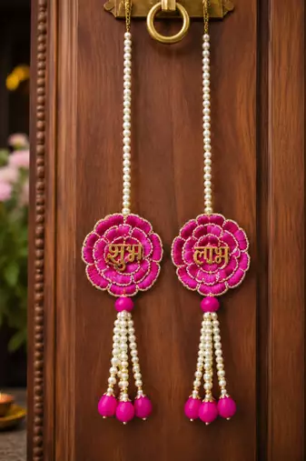 traditional beautiful shubh labh hanging wall hanging for decor wall hanging for home decor hanging (pack of 2) 