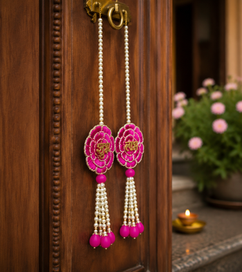 traditional beautiful shubh labh hanging wall hanging for decor wall hanging for home decor hanging (pack of 2)  3