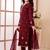 Maroon embroidered art silk straight cut kids salwar suits