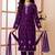 Purple embroidered art silk straight cut kids salwar suits