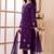 Purple embroidered art silk straight cut kids salwar suits