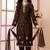 Brown embroidered art silk straight cut kids salwar suits
