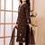 Brown embroidered art silk straight cut kids salwar suits