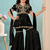 Black embroidered modal silk a line kids salwar suits