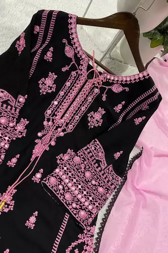 black color embroidery and mirror work rayon salwar suit