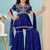 Royal blue embroidered modal silk a line kids salwar suits