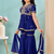 Royal blue embroidered modal silk a line kids salwar suits