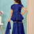 Royal blue embroidered modal silk a line kids salwar suits