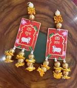 decorative handmade mdf cow mandir satiya hanging decoration  hanging for home decor hanging (pack of 2)