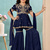 Navy blue embroidered modal silk a line kids salwar suits