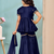 Navy blue embroidered modal silk a line kids salwar suits