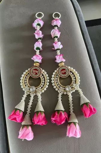 handmade multicolour rose moti chudi cone hanging for decoration  hanging for home decor hanging (pack of 2)
