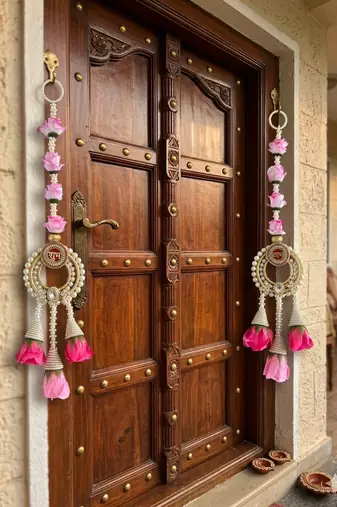 handmade multicolour rose moti chudi cone hanging for decoration  hanging for home decor hanging (pack of 2)