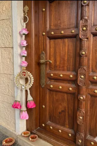 handmade multicolour rose moti chudi cone hanging for decoration  hanging for home decor hanging (pack of 2)