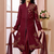 Maroon embroidered faux georgette straight cut kids salwar suits